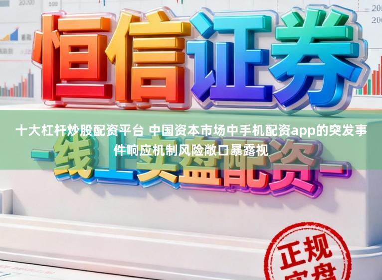 十大杠杆炒股配资平台 中国资本市场中手机配资app的突发事件响应机制风险敞口暴露视